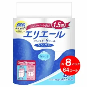 エリエール トイレットティシュー コンパクトシングル 64個 1.5倍巻き